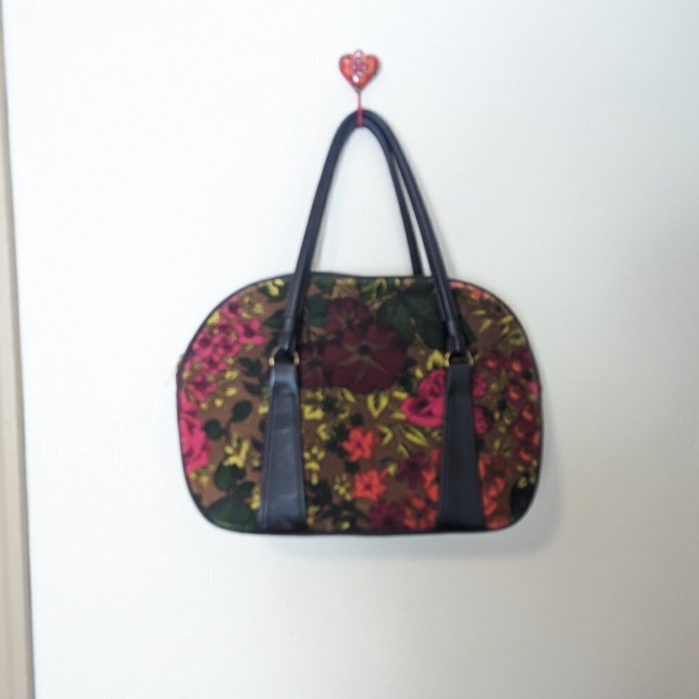 Vintage‎ 60's Bag Tapestry Satchel MCM Floral Travel Carpet Celebrity New York - Picture 13 of 14